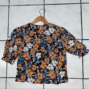 NWOT!!! Shein; Floral Black 3/4 Sleeves Top